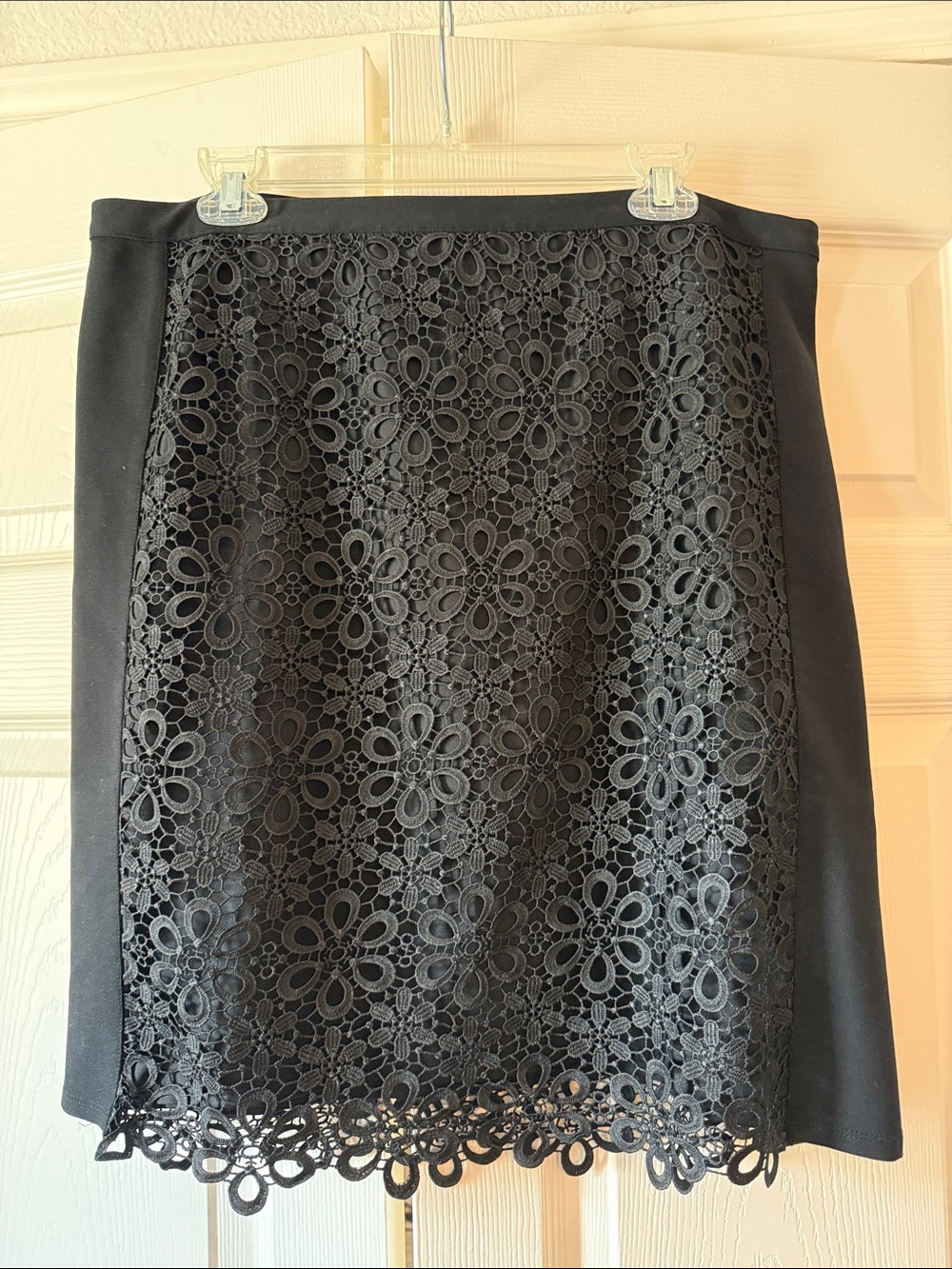 Brixon Ivy Black Floral Lace Panel Pencil Skirt